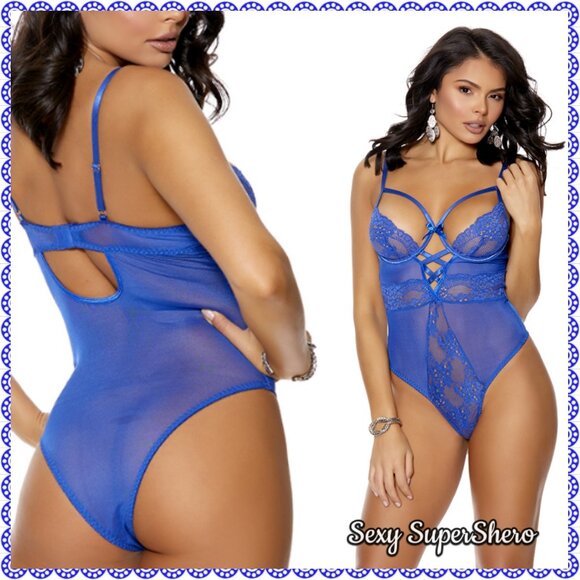 🆕💙"Melanie" Mesh & Lace Underwire Lingerie Teddy - Picture 1 of 4